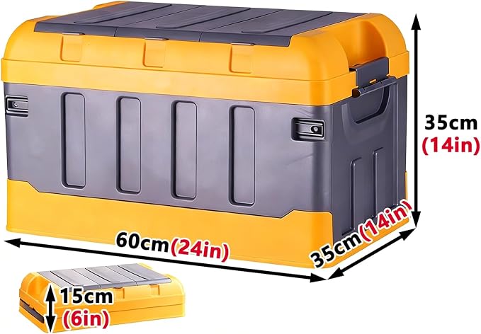 Outdoor Storage Deck box Plastic Storage box Multi Layer Storage box 240 lbs Capacity Durables Suitable for car Camping Garage and Home Storage(Yellow)