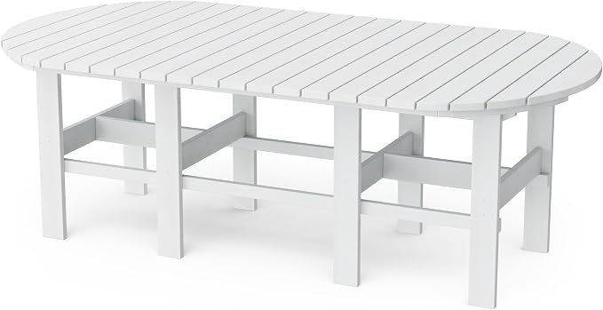Wildridge Classic 7-Piece 44"x84" Dining Set, White - Outdoor Weather Resistant Recycled Plastic Furniture for Patio