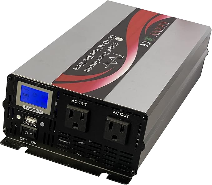 2500W Pure Sine Wave Car Power Inverter 12V DC to 110V 120V AC 60HZ with USB Port LCD Display
