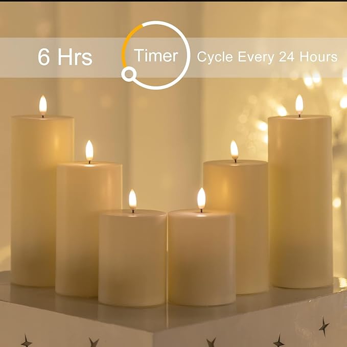 ANGELLOONG Large Flameless Candles Outdoor with Timer, Waterproof 8"x3" Pillar Candles Battery Operated, 2 Pack Flickering LED Candles for Patio Decor, Lanterns Backyard