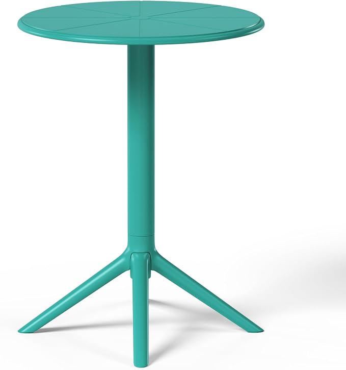 WestinTrends Playa 23.5" Outdoor Polypropylene Resin Round Patio Bistro Dining Table for 2, Turquoise