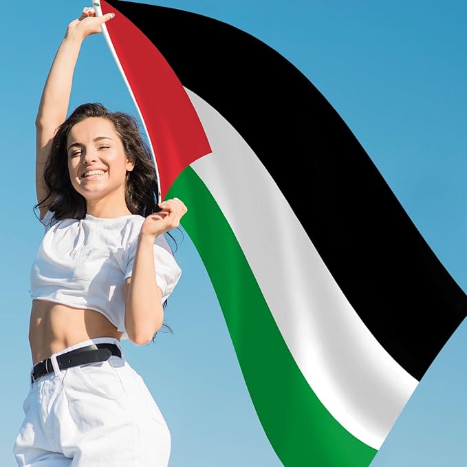 Palestine Flag 3x5 FT Heavy Duty Palestinian Flag Double Stitched Vivid Color Fade Proof Outdoor Decor With Brass Grommets(Palestine)
