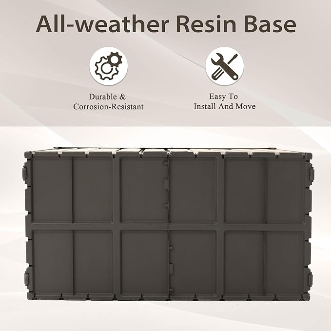 Lockable Waterproof Patio Storage Deck Box with Gas Lift Rod & Wheels, All Weather Outdoor Storage Bin for Cushions and Garden Supplies (Dark Brown, 160, Gallons)