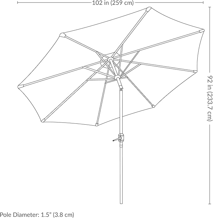 Sunnydaze 8.5 ft Outdoor Patio Umbrella with Push Button Tilt and Crank - Faux Woodgrain Finish - Large Vented Market Umbrella