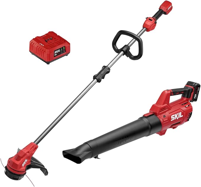 SKIL 20V String Trimmer, Leaf Blower & Hedge Trimmer Kit - Includes 13" Trimmer, 400 CFM Blower, 22" Hedge Trimmer, Batteries & Chargers
