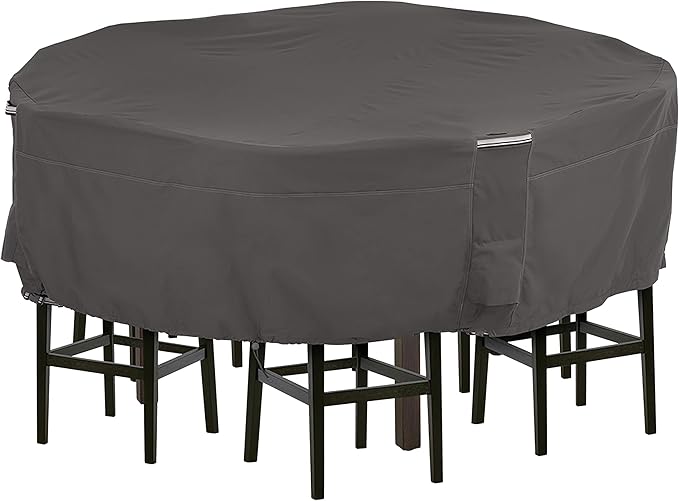 Classic Accessories Ravenna Water-Resistant 70 Inch Tall Round Patio Table & Chair Set Cover, Outdoor Table Cover