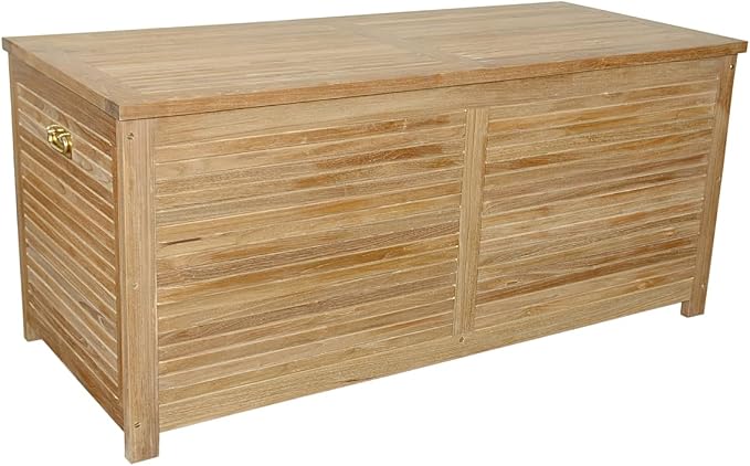 HomeStock Teak Wood Storage Box Large Outdoor Deck Box for Cushions & Toys
