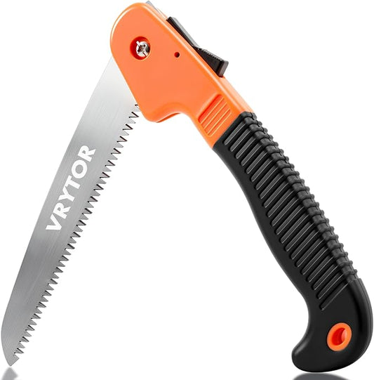 Pruning Saw, 7-inch Heavy Duty Folding Hand Saw with Safety Hand Guard, Portable Camping Saw with Triple-cut Razor Teeth for Tree Trimming, Wood Cutting, Camping, Gardening, Hiking, Landscaping
