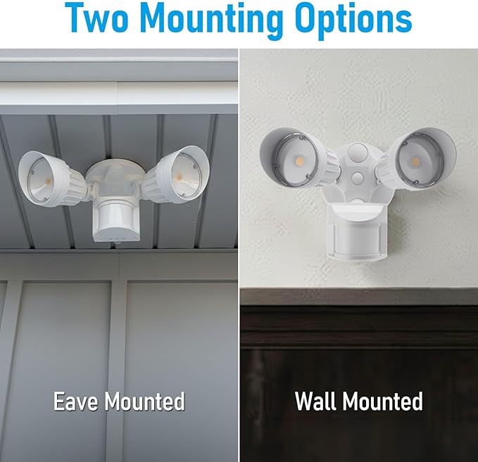 LEONLITE COB LED Security Light, Motion Sensor Outdoor Lights, Dusk to Dawn, 100-277V, ETL Listed, Adjustable Heads, Motion Detector Flood Light, Aluminum, IP65 Waterproof, 5000K Daylight, White