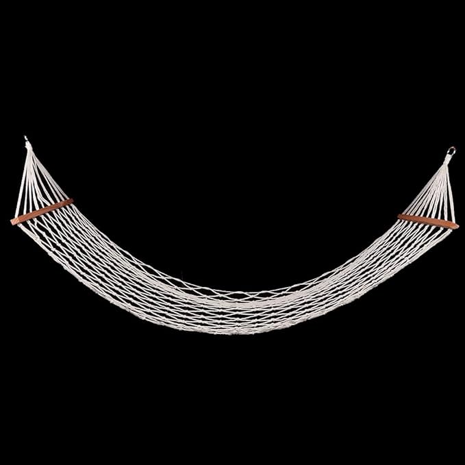 Hanging Swing, Outdoor Garden Portable Mesh Hammock with Thick Rope and Wood, for Travel Camping Park Courtyard