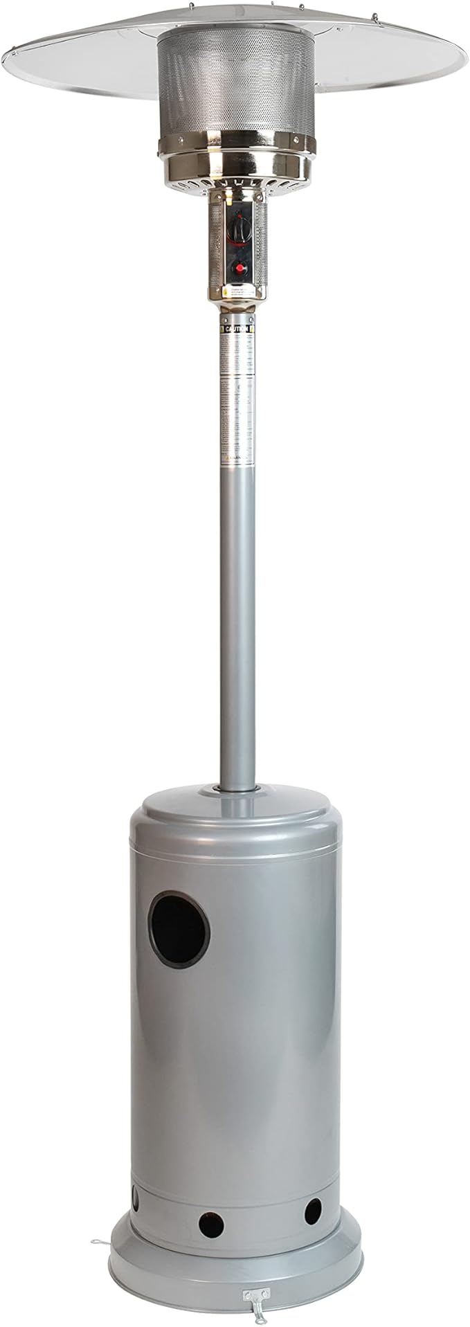 Flash Furniture Sol Patio Outdoor Heating-Silver Stainless Steel 40,000 BTU Propane Heater with Wheels for Commercial & Residential Use-7.5 Feet Tall
