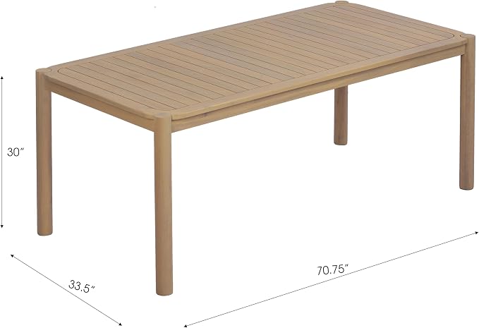 Christopher Knight Home Levi Acacia Wood Dining Table Set for 6, Solid Wood Outdoor Dining Set for 6, 7 Piece Patio Dining Table and Chair Set with Wicker Seat & Back, Black + Light Teak