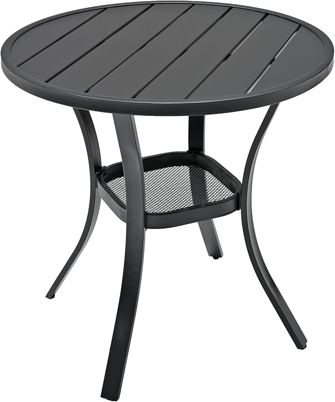 Anmutig Patio Round Table and Chairs Small Outdoor Set with 2 Piece Grey Stackable Chairs and 27.5" Table
