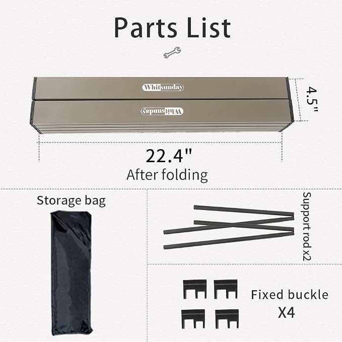 Whitsunday Outdoor Folding Table for Moko Series 36.2 * 19.6 inch(Carbon Black)