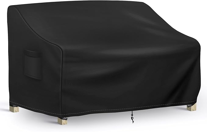Richwon Outdoor Couch Cover Waterproof, 3-Seater Outdoor Sofa Cover, Patio Furniture Covers with Air Vent and Handles, 90W x 42D x 32H Inches, Black