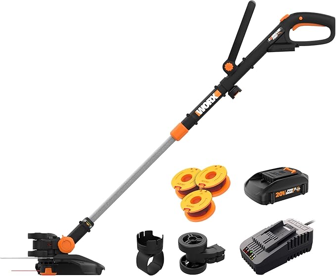 Worx WG170.2 20V Power Share GT Revolution 12" Cordless String Trimmer (Battery & Charger Included) & WA0004 (2) Replacement Trimmer Line for Select Cordless String Trimmers