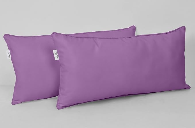 Indoor/Outdoor Polyester Fabric Lumbar Pillow Cover, All-Weather Waterproof Rectangular Cushion Case for Patio Furniture, 16 x 24 Set of 2 -Lavender