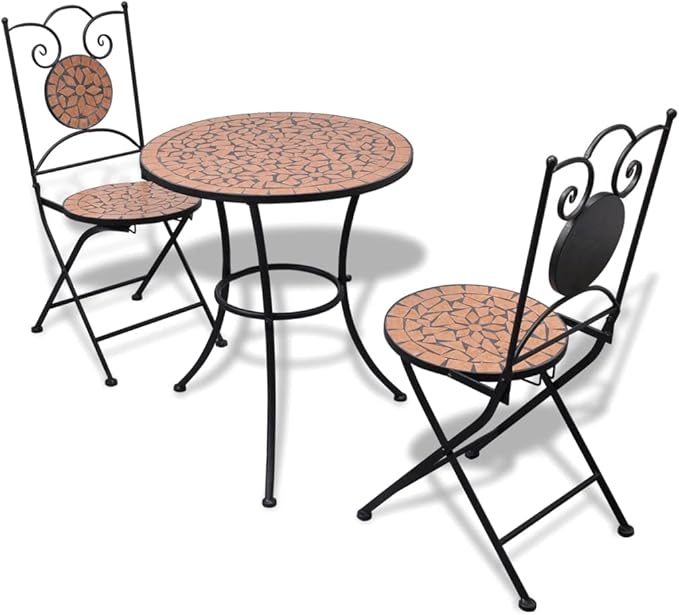 Bistro Set,Patio Lounge Set,Outdoor Patio Furniture,Outdoor Chat Conversation Set,Garden Furniture Sets,for Patio,Backyard,Garden,3 Piece Ceramic Tile Terracotta