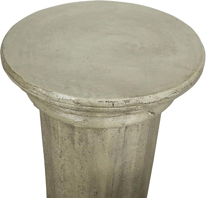 Classic Pedestal Side Table for Indoor and Outdoor - 20" H Faux Stone Resin Column for Living Room or Bedroom