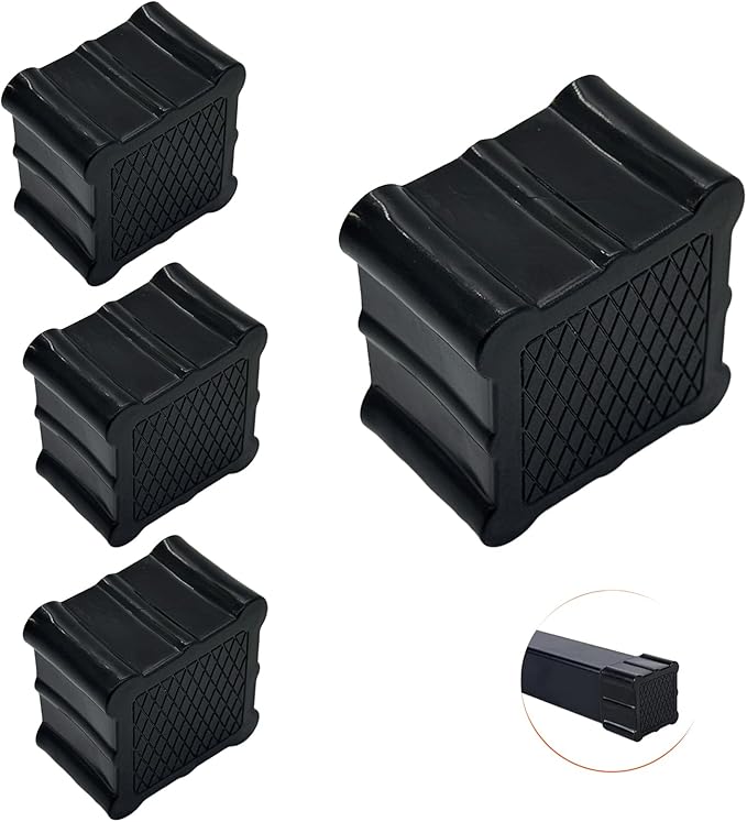 Hammock Stand Feet Caps Replacement - Fits 1.58" (40mm) Square Leg Tubes Durable Plastic End Caps to Protect Metal Hammock Frame, Black (Set of 4)
