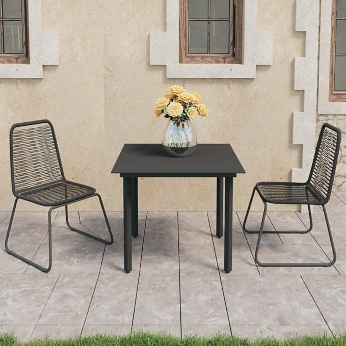3 Piece Patio Dining Set, Outdoor Lounge Sets Patio Conversation Set Sectional Sofa Outdoor Sofa Sets for Poolside Exhibition Piazza Negotiation Area PVC Rattan Black
