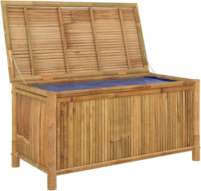Garden Storage Box Natural Bamboo Bamboo, Polyethylene Deck Chest Patio Storage Chest for Patio Deck