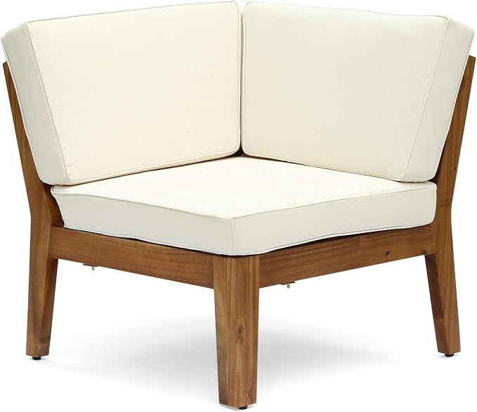 Christopher Knight Home Grena Outdoor Acacia Wood 10 Seater Sectional Conversation Set with Two Coffee Tables, Teak and Beige
