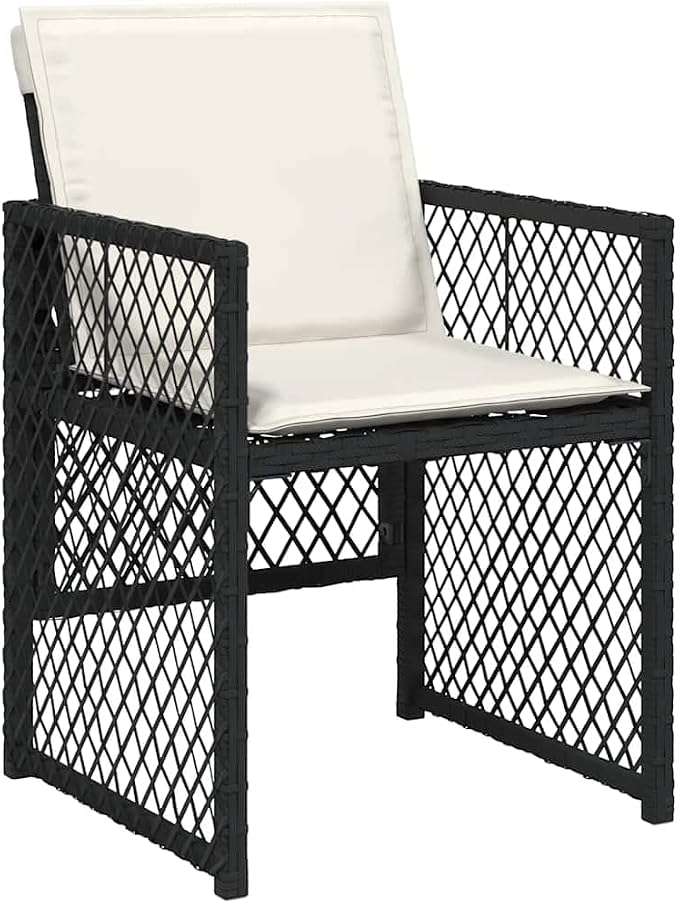 11-Piece Outdoor Dining Set, Acacia Wood Table and 10 Poly Rattan Chairs, Patio Garden Furniture for Backyard Entertaining, Black and Cream