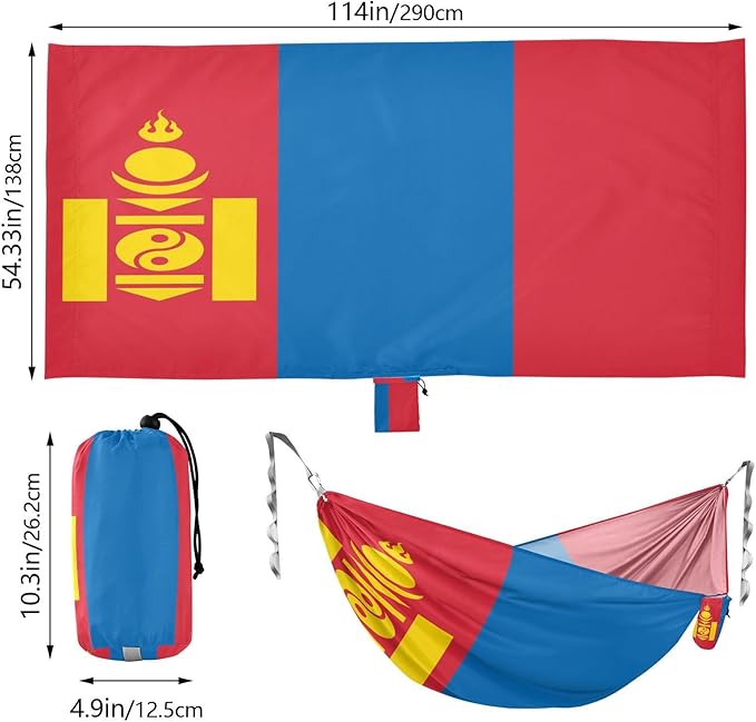National Flag of Mongolia Hammocks with Portabl Carry Bag Backyard Hammock for Indoor Outdoor Patio