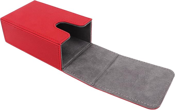 Haofy PU Leather Tarot Storage Box Sun Moon Design Large Size Felt Lined Holds 95+ Cards for Universal Standard Tarot Cards (Red)