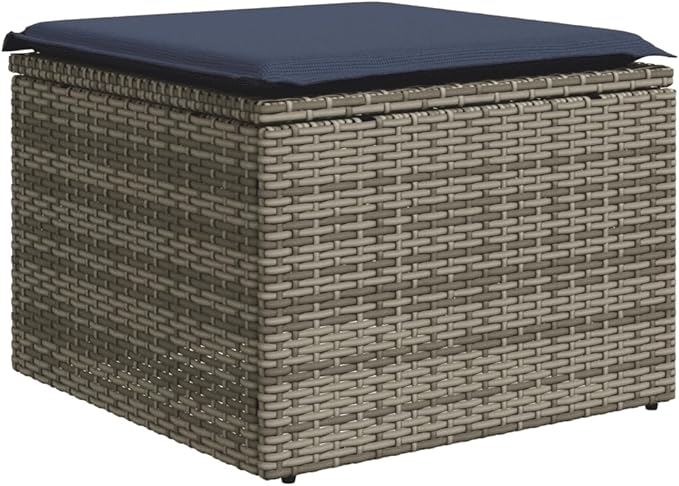 vidaXL Patio Sofa Set with Cushions 6 Piece, Patio Furniture with Glass Table, Outdoor Conversation Set, Modern Style, Gray Poly Rattan