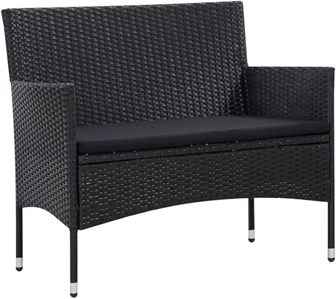 Patio Lounge Set with Cushions,Outdoor Tables and Chairs,Outdoor Furniture Sets,Patio Conversation Sets,for Garden,Deck,Backyard,5 Piece Poly Rattan Black