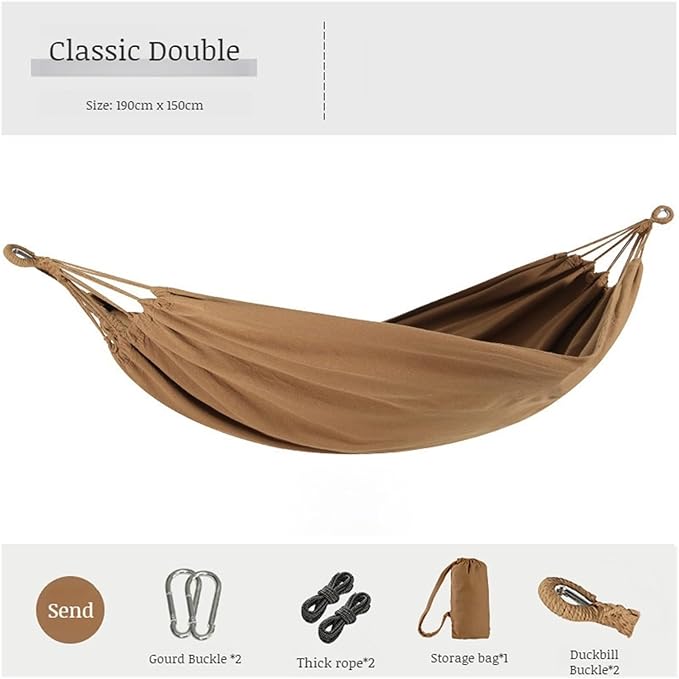 Home Outdoor Hammock Thickened Antiturnover Oxford Cloth Wearresistant(Double Brown)