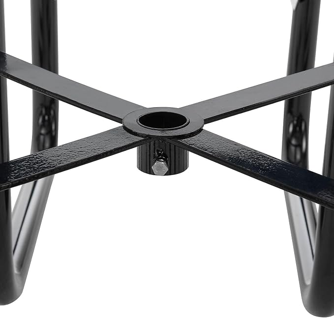 Global Industrial 46" Square Picnic Table with Backrests, Expanded Metal, Black Thermoplastic Coating, 1-1/2" Umbrella Hole, Outdoor-Rated, 1000 Lbs Capacity