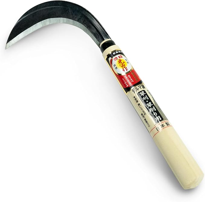Japanese Garden Sickle, Hand Tool for Grass Cutting, Surface Weeding and Everyday Garden Work, Made in Japan by HONEN