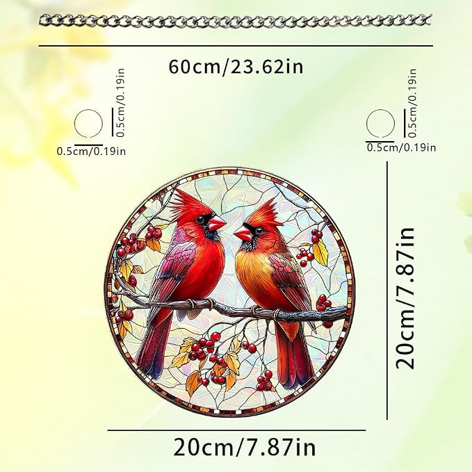 Acrylic Suncatcher Window Hanging, Birds Sun Catcher Rainbow Indoor Window Decoration for Living Room Bedroom, Unique Gift for Mom Wife & Friends, 7.87 inches
