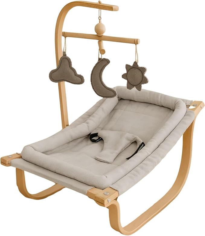 Kids Hammock Bed for Children Ages 3 to 5 Years, 15 to 36 kg Capacity, Comfortable Fabric with Wooden Frame, Portable and Easy to Assemble for Indoor and Outdoor Use (Grey)