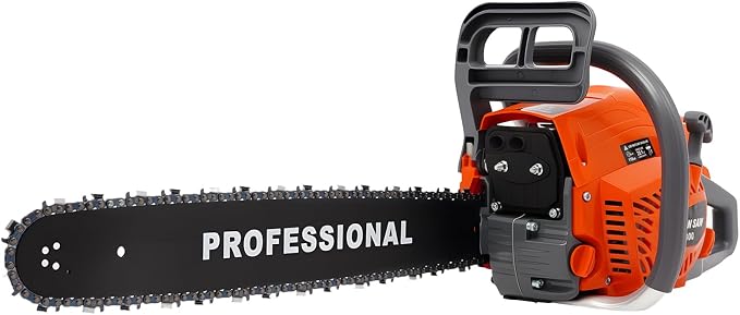 Gas Chainsaw, 58CC 2 Stroke Gasoline Powered Chainsaw, 20 Inch Handheld Single Cylinder Petrol Chain Saws for Forest, Wood, Garden and Farm Cutting Use, Self-reset Pull Start (58CC)