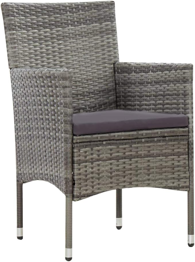 vidaXL Patio Furniture Set 5 Piece, Patio Conversation Set with Cushions, Outdoor Sectional Sofa with Coffee Table for Garden, Poly Rattan Gray