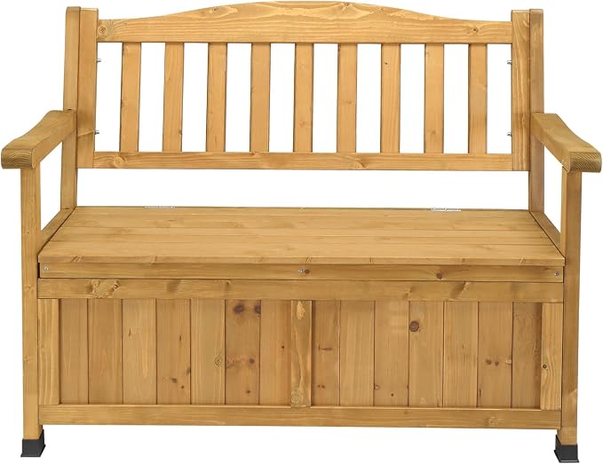 44inch Outdoor Storage Box, Deck Box, Storage Bin for Patio Cushions, Gardening Tools,Wooden Deck Box, Outdoor Storage Container,Garden Backyard Storage Bench - Bright Yellow 44" L x 18" W x 33" H