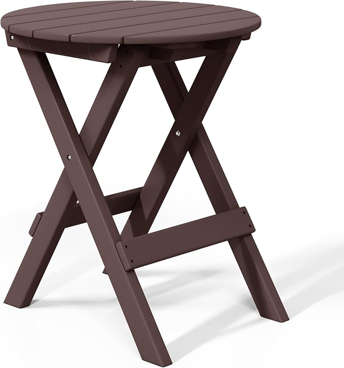 WestinTrends Malibu HDPE Outdoor 24.5 Inch Round Portable Folding Patio Dining Table, Dark Brown