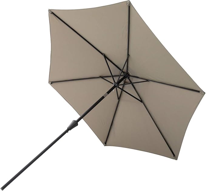 FLAME&SHADE 9ft Patio Umbrella Outdoor - Table Umbrella with Push Button Tilt and Crank, UV Protection, 6 Sturdy Ribs, Market Umbrella for Garden, Deck, Backyard, Lawn, Pool and Beach(Taupe)