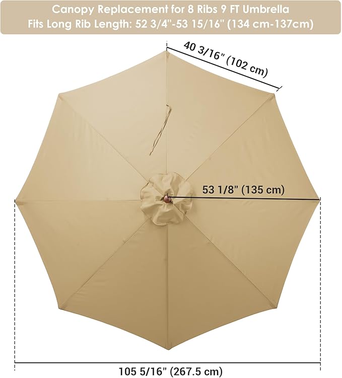 Yescom Patio Umbrella Replacement Outdoor Canopy Beach Backyard Market Table Top Cover