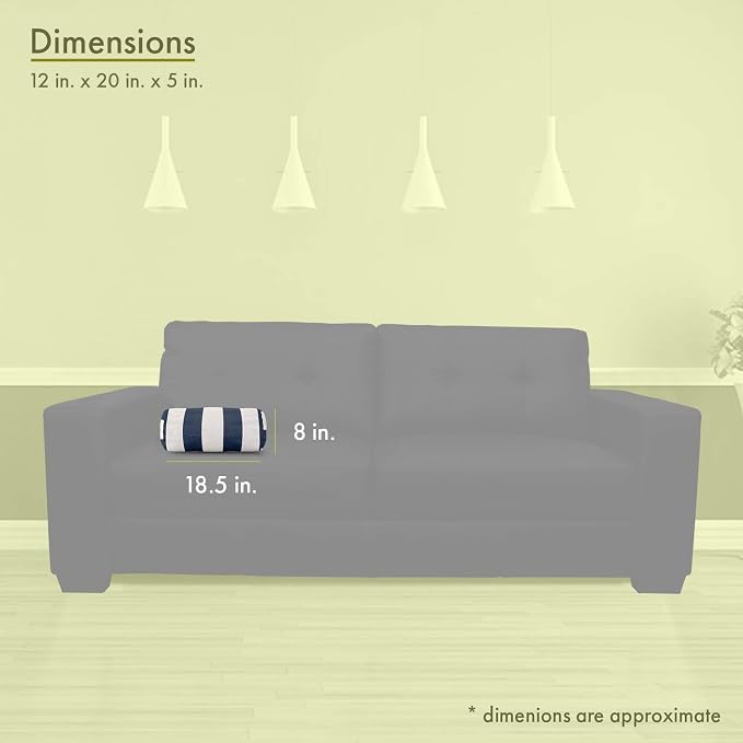 Majestic Home Goods Navy Blue Vertical Stripe Indoor / Outdoor Round Bolster Pillow 18.5" L x 8" W x 8" H