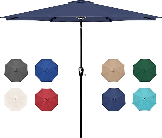 Simple Deluxe Patio Umbrella Outdoor, UV Protection Sunshade with Push Button Tilt/Crank and 8 Sturdy Ribs, for Table Garden Lawn Beach Pool
