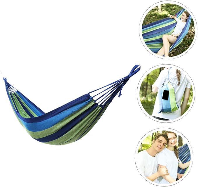 Toddmomy Thickened Canvas Double Hammock Portable Swing Hammock for Outdoor Easy to Assemble