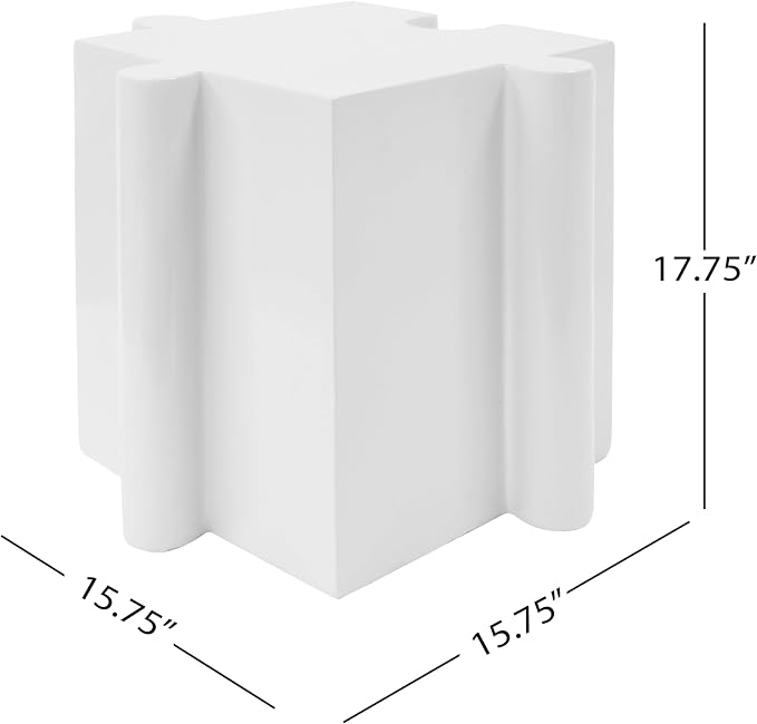 Christopher Knight Home Daton Interlocking Puzzle Outdoor Side Table, Lightweight Concrete Patio Coffee Table, Convex Edge MGO Modular End Table, Creative Set Up for Indoor&Outdoor Use, White