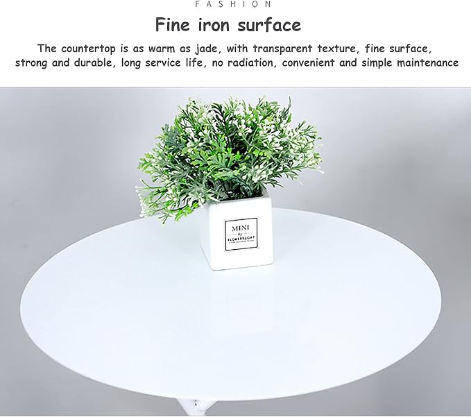 Dendritic End Table Metal Round Small Side Table Outdoor & Indoor Coffee Table for Small Spaces Bedroom Patio,White