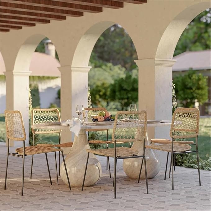 Pemberly Row Indoor/Outdoor Stone Pedestal Dining Table in Stone