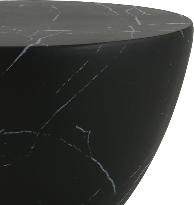 Christopher Knight Home Outdoor Side Table,Hourglass Shape Side Table,Patio Garden Stool Coffee End Table,Decorative Garden Stool for Patio,or Balcony,Lightweight Concrete Material,Black Marble